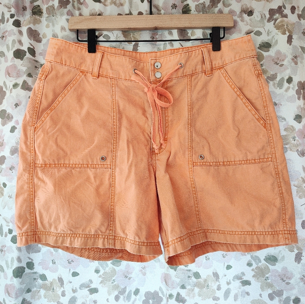 Vintage Riders Shorts Orange Peach 35" Waist Size 14 Grommet Details Cotton Wide